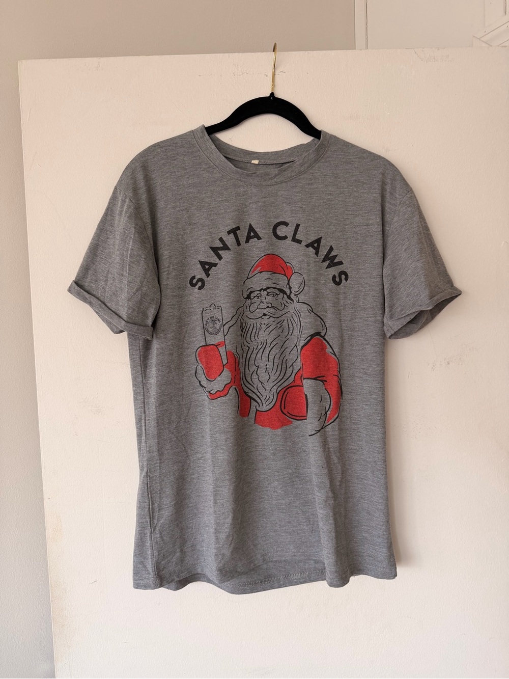 Santa Claws Grey Graphic Tee - Holiday Shirt
